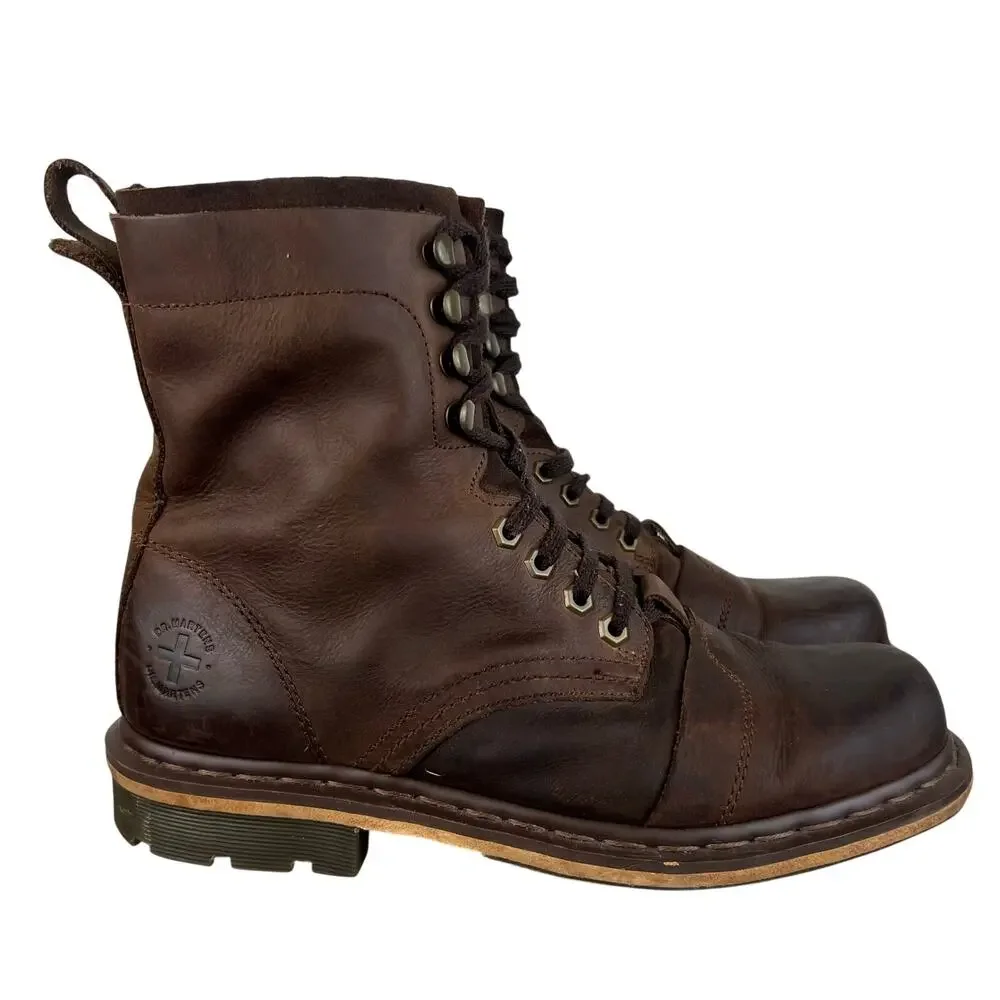 Dr. Martens Pier Brown Leather Lace Up Combat Boots Mens Size US 10